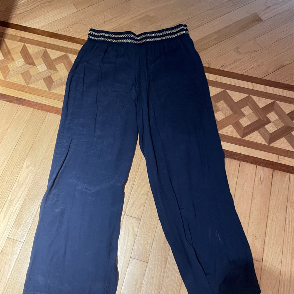Beautiful blue gauze pants with gold accent